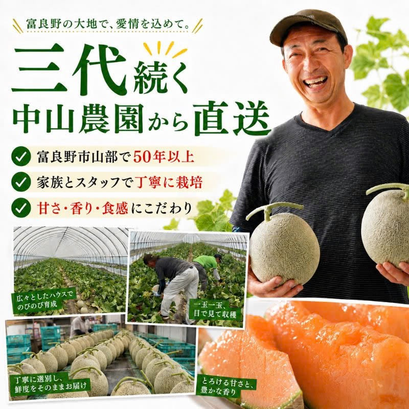 【先行予約販売】北海道産 中山さんちの富良野メロン 赤肉メロン  特大2kg前後×1玉