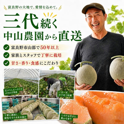 【先行予約販売】北海道産 中山さんちの富良野メロン 赤肉メロン  特大2kg前後×2玉