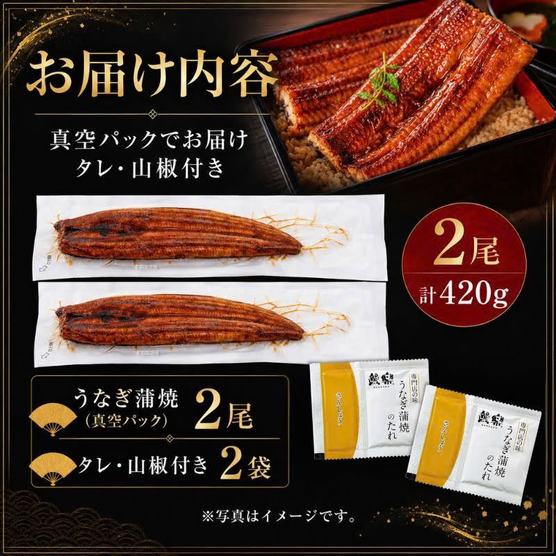 九州産「鰻楽」のうなぎ蒲焼き【長焼】2尾