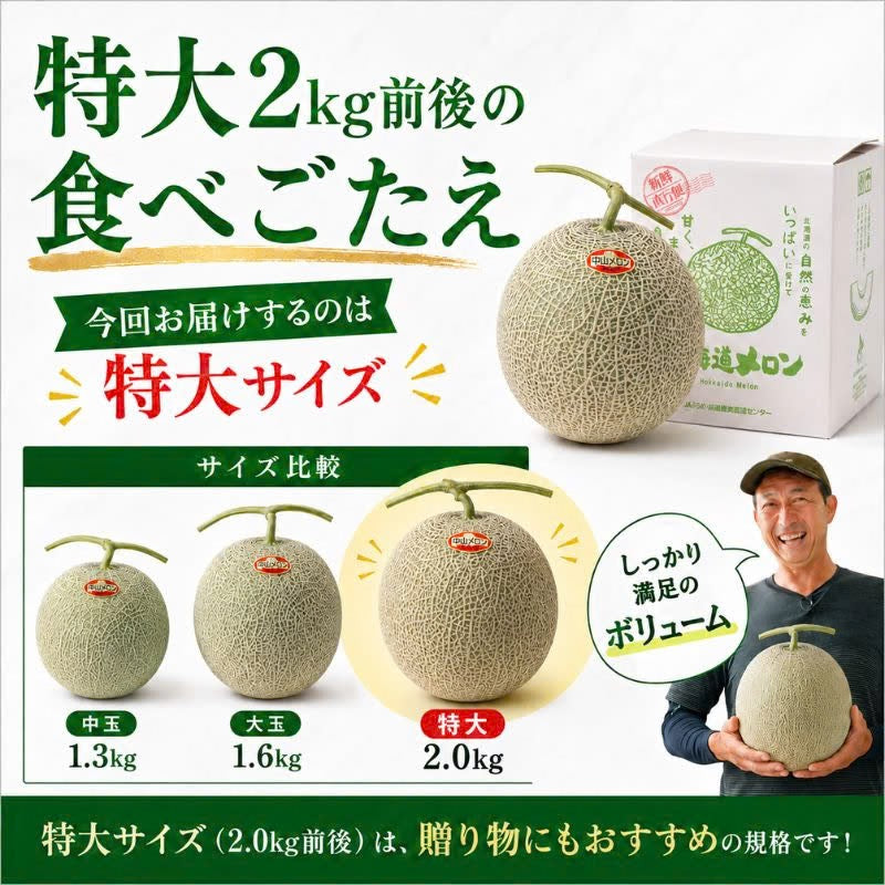 【先行予約販売】北海道産 中山さんちの富良野メロン 赤肉メロン  特大2kg前後×2玉