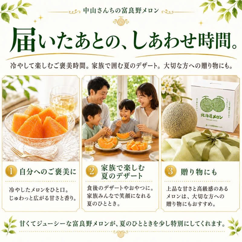 【先行予約販売】北海道産 中山さんちの富良野メロン 赤肉メロン  特大2kg前後×1玉